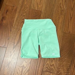 Green alo biker shorts